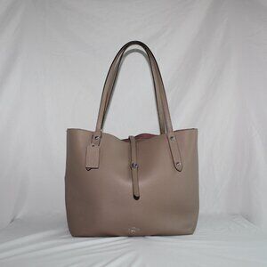 Coach Market Tote Polished Pebble Beige Leather Turnlock Closure Bag